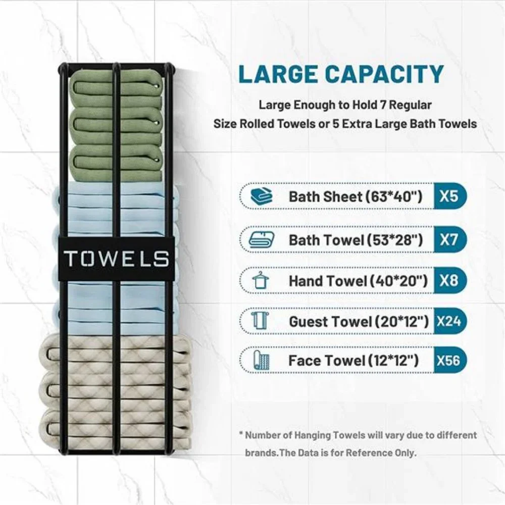 Towel Racks for Bathroom Wall Mounted, 3 Bar Towel Storage, Black